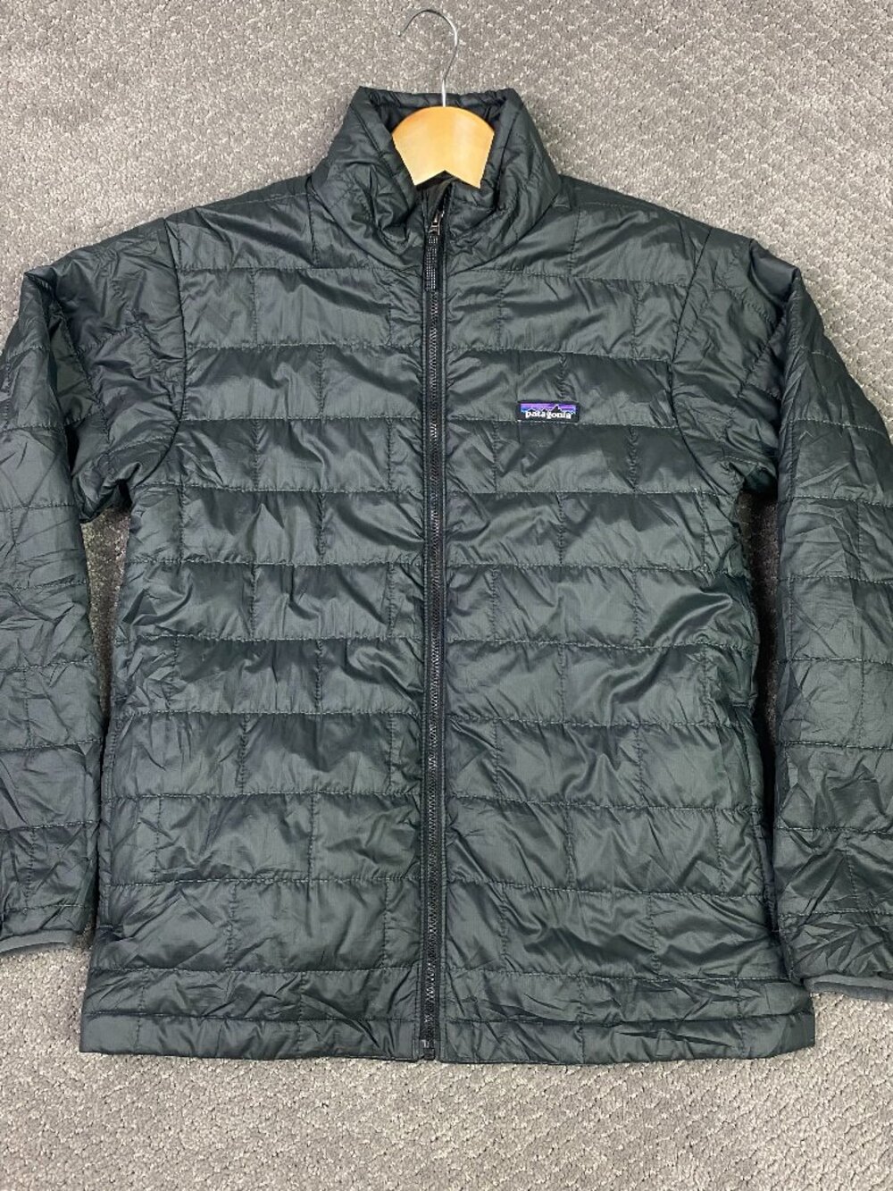Patagonia Nano Puff Jacket Boys Kids XL 14 Black Brick Quilt Quilted Puffer